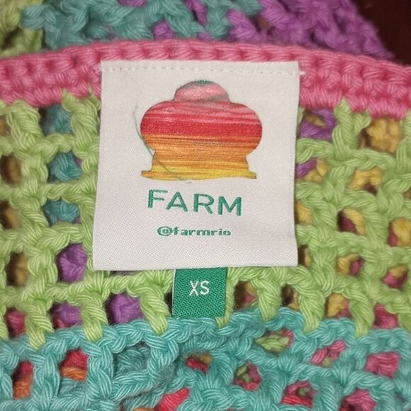 Farm Rio Colorful Rainbow Crochet Knit Dress - XS  **Missing Slip / Dress Only** - Picture 8 of 12